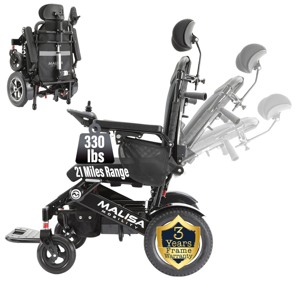 Malisa Mobility MLS-10AR Auto Reclining Electric Wheelchair