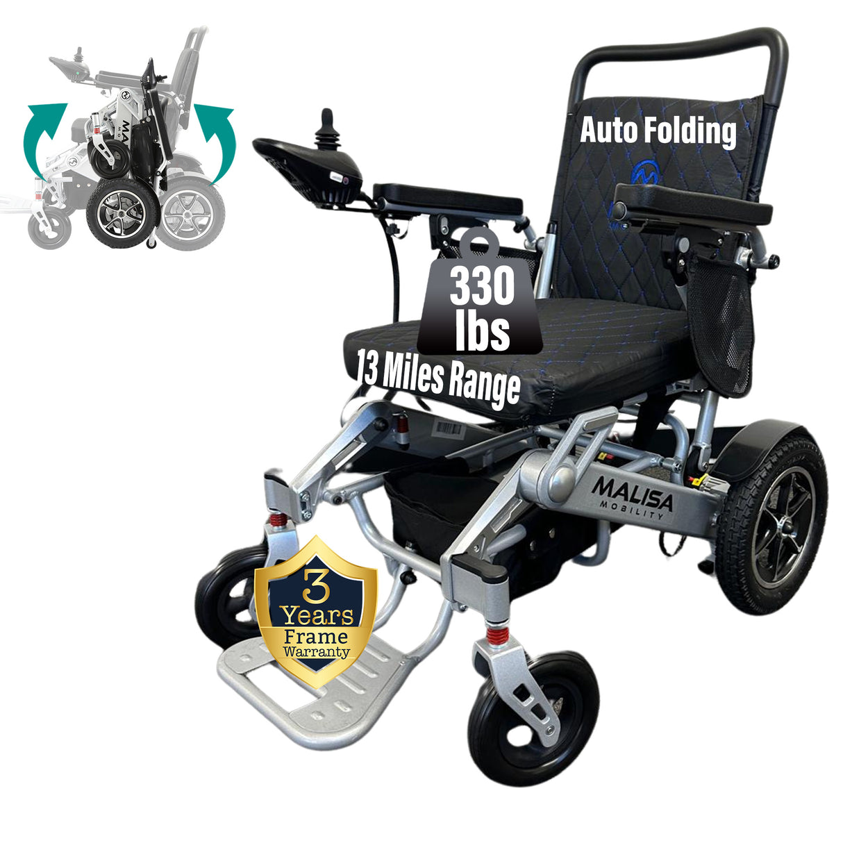 Leather MLS10AF Electric Wheelchair – Remote Control & Airline Approved