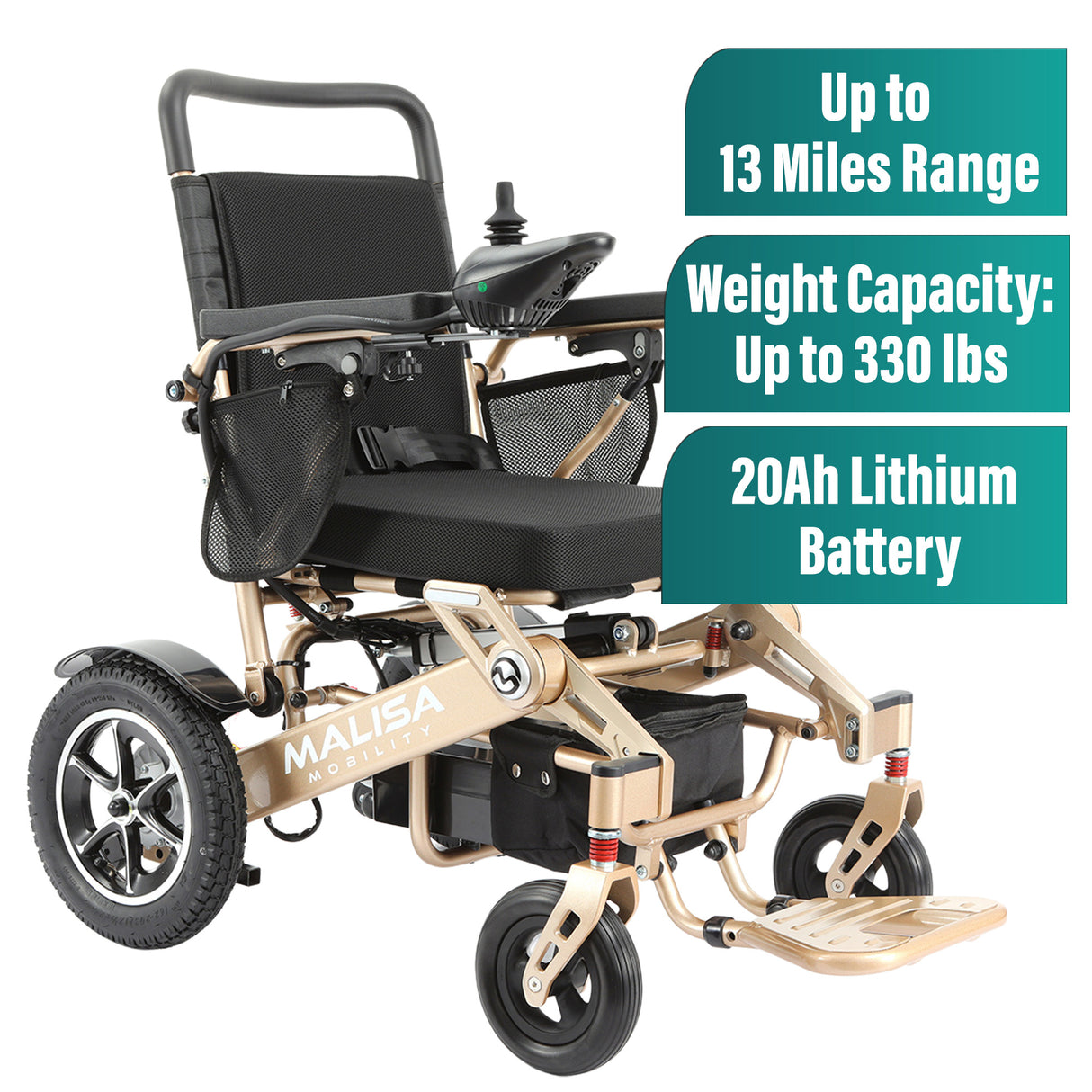 Malisa Mobility MLS-10MF Electric Wheelchair Manual Fold with Standard Seat