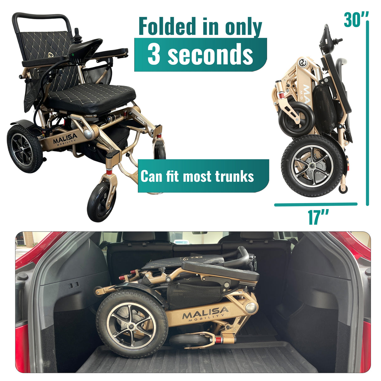 Leather MLS10AF Electric Wheelchair – Remote Control & Airline Approved