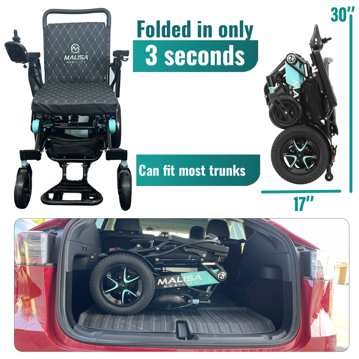 Leather MLS10AF Electric Wheelchair – Remote Control & Airline Approved