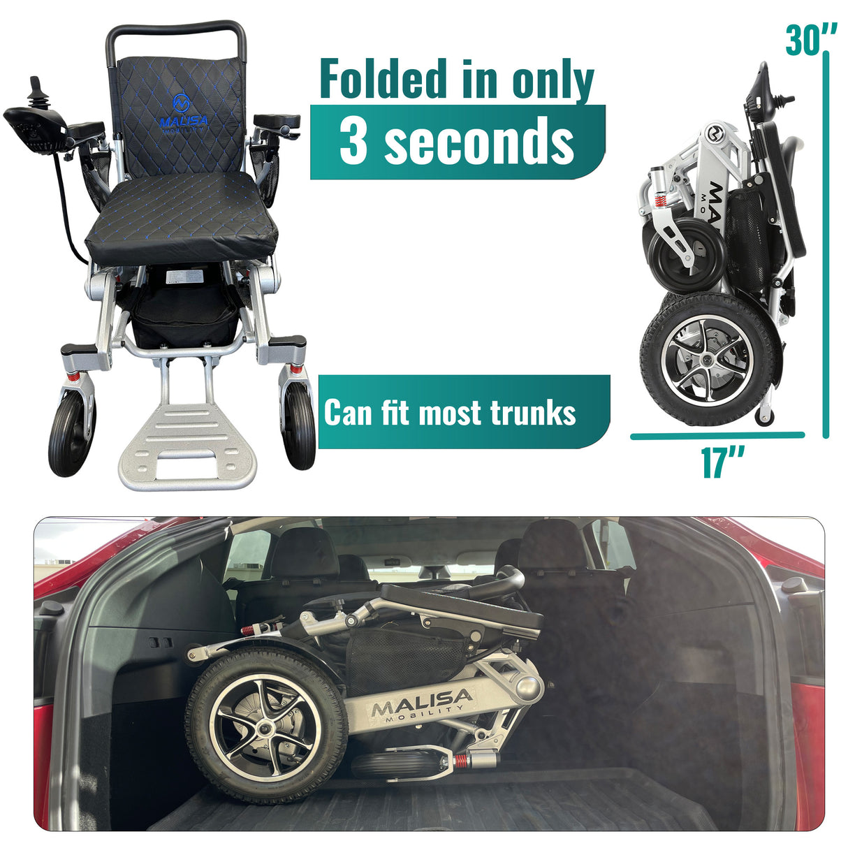 Malisa Mobility Manual Folding Power Wheelchair MLS-10MF