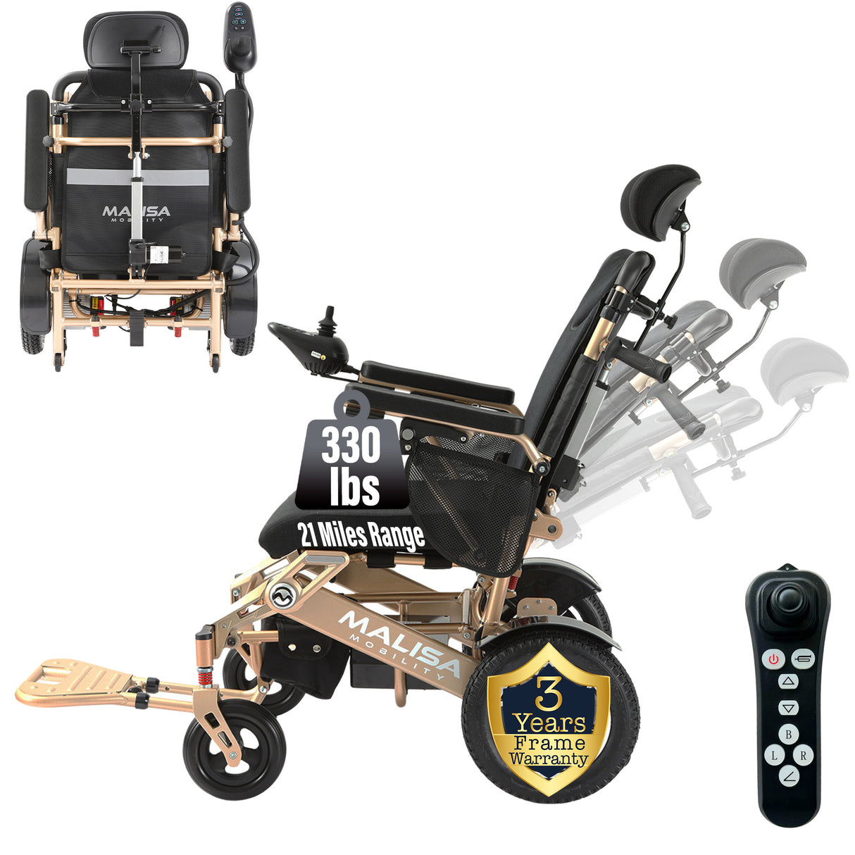 Malisa Mobility MLS-10AR Auto Reclining Electric Wheelchair