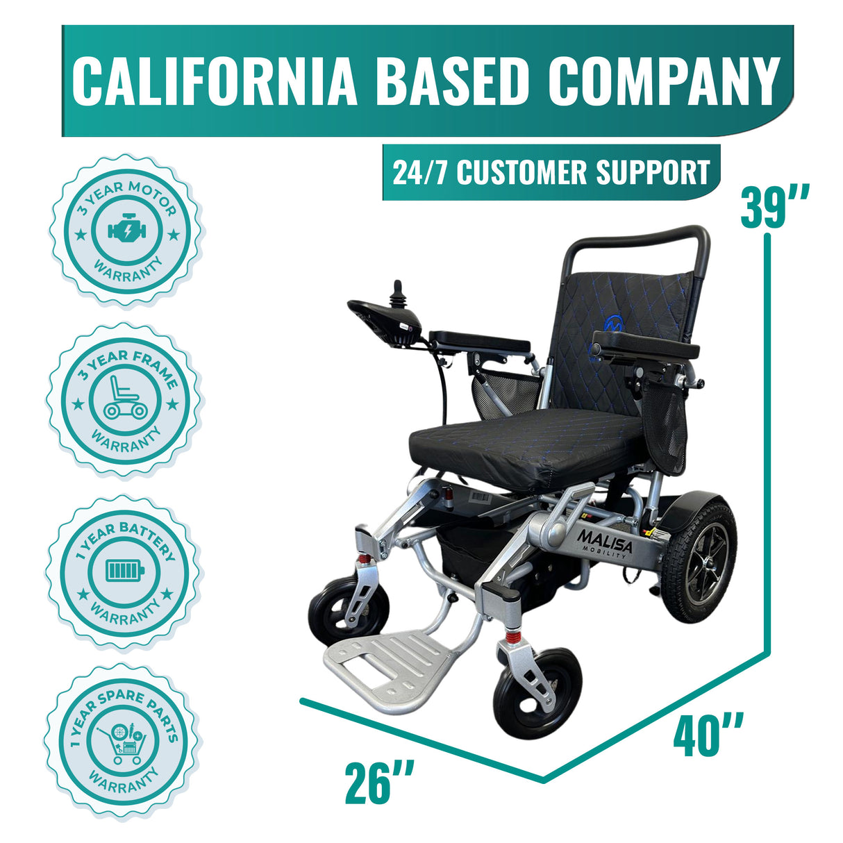 Malisa Mobility Manual Folding Power Wheelchair MLS-10MF