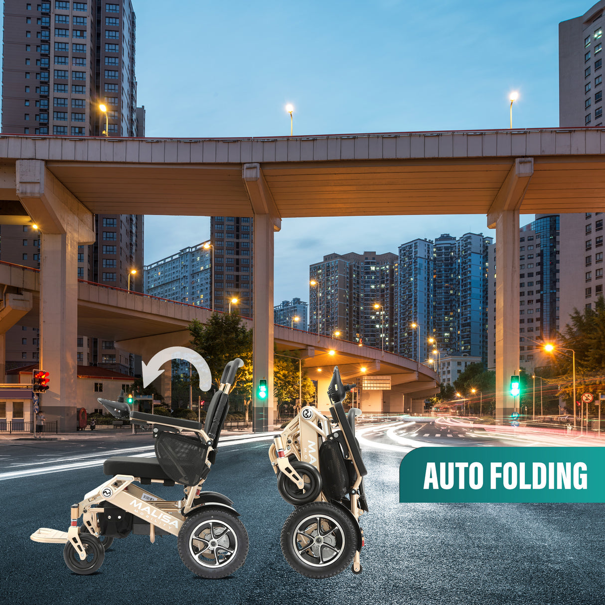 Malisa Mobility MLS-10MF Electric Wheelchair Manual Fold with Standard Seat