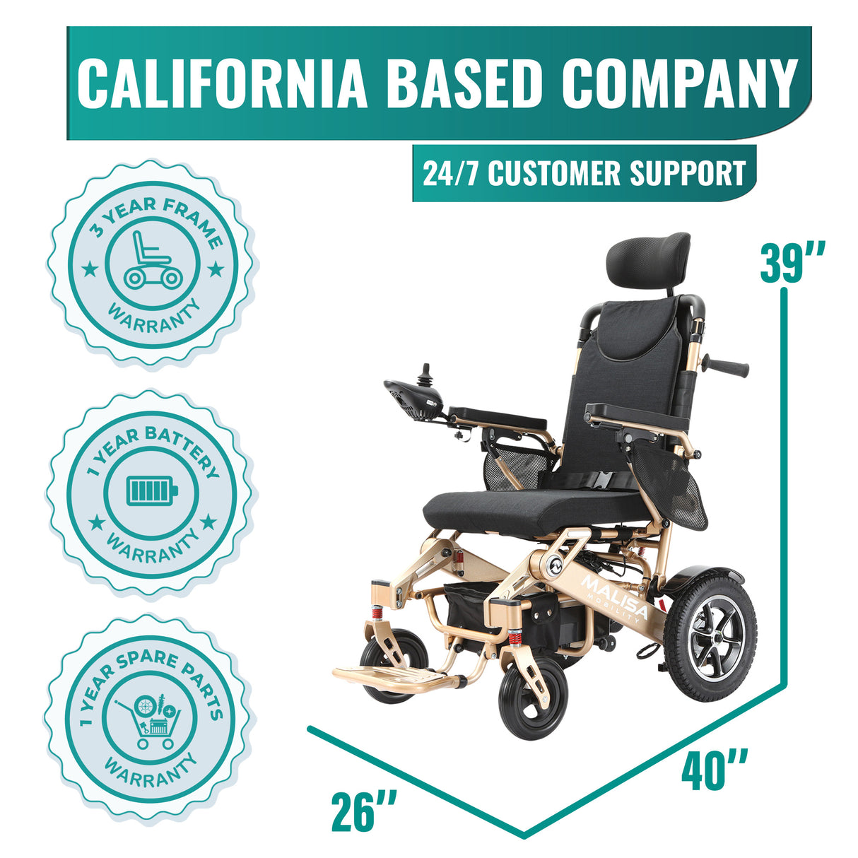 Malisa Mobility MLS-10AR Auto Reclining Electric Wheelchair