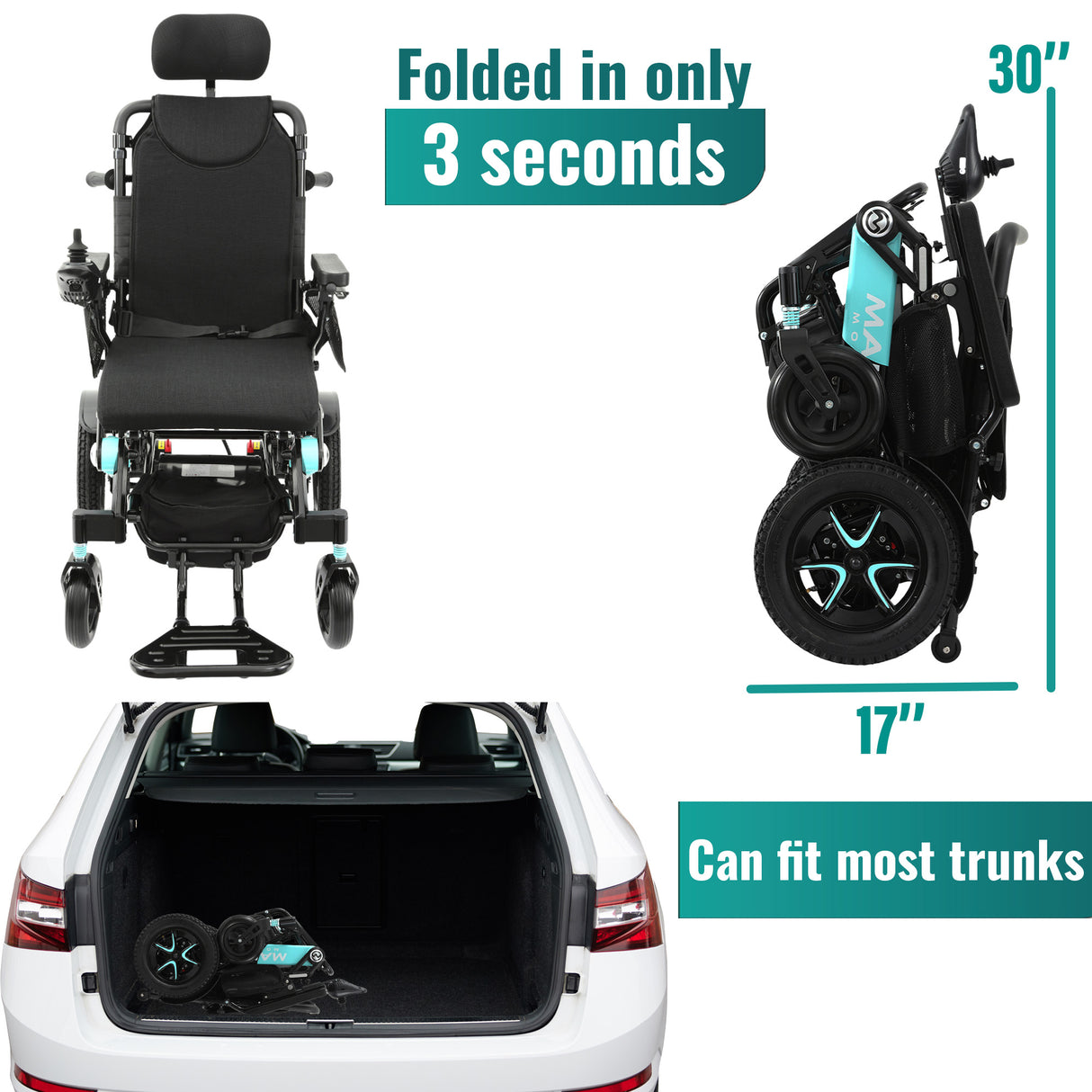 Malisa Mobility MLS-10AR Auto Reclining Electric Wheelchair
