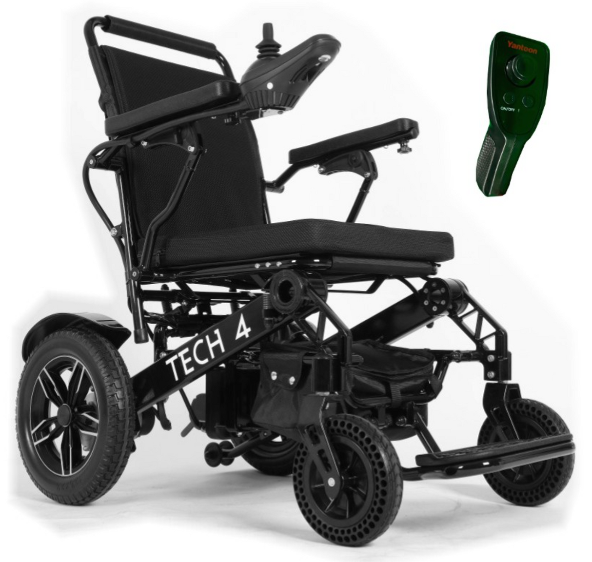Tech 4 Folding Power Wheelchair – Remote Control, Lightweight, All-Terrain, 59 lbs Frame
