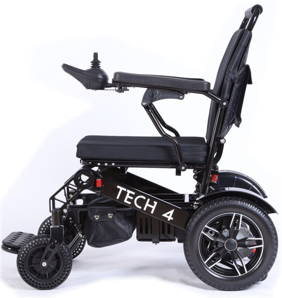 Tech 4 Folding Power Wheelchair – Remote Control, Lightweight, All-Terrain, 59 lbs Frame