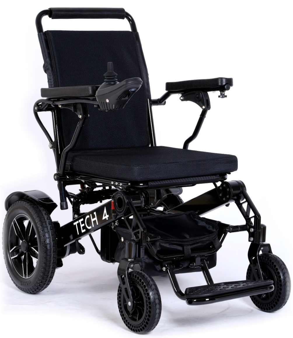 Tech 4 Folding Power Wheelchair – Remote Control, Lightweight, All-Terrain, 59 lbs Frame
