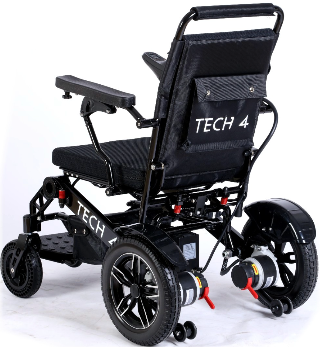 Tech 4 Folding Power Wheelchair – Remote Control, Lightweight, All-Terrain, 59 lbs Frame
