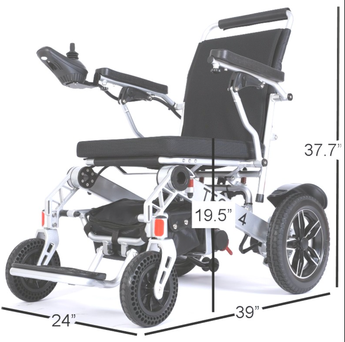 Tech 4 Folding Power Wheelchair – Remote Control, Lightweight, All-Terrain, 59 lbs Frame