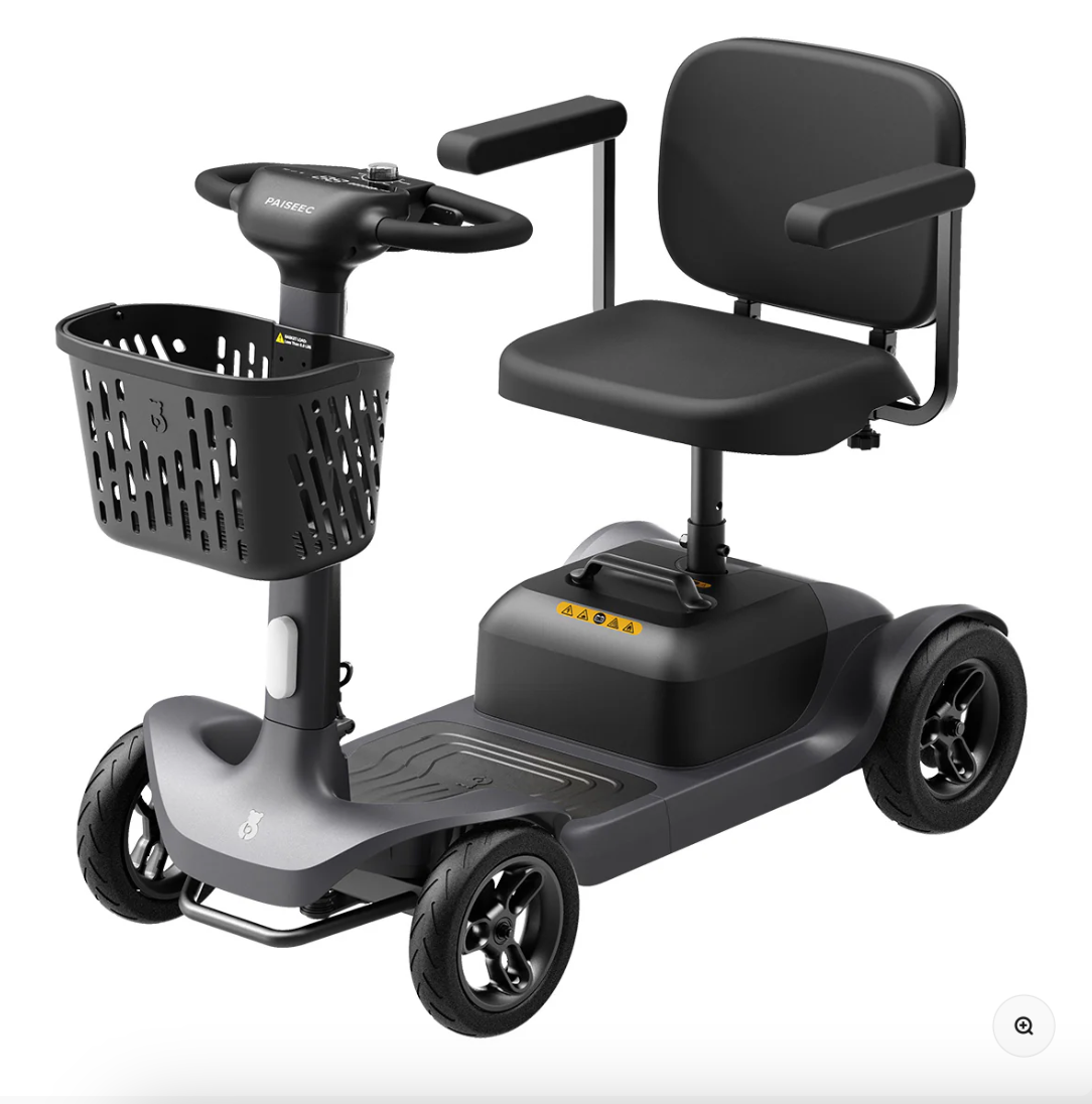 Paiseec S1 4-Wheel Mobility Scooter – 25 Mile Range, 6 MPH, Smart Safety System