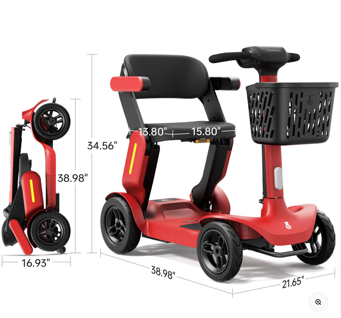 Paiseec S3 Folding Mobility Scooter – Portable, Powerful, and Built for Safety