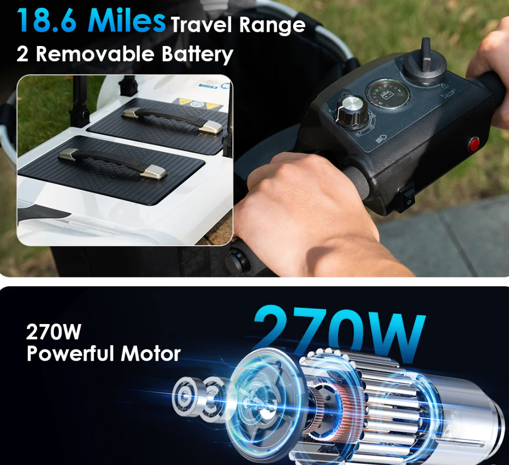 Paiseec D3 Lightweight Mobility Scooter – Ultra-Portable with Dual Battery Power