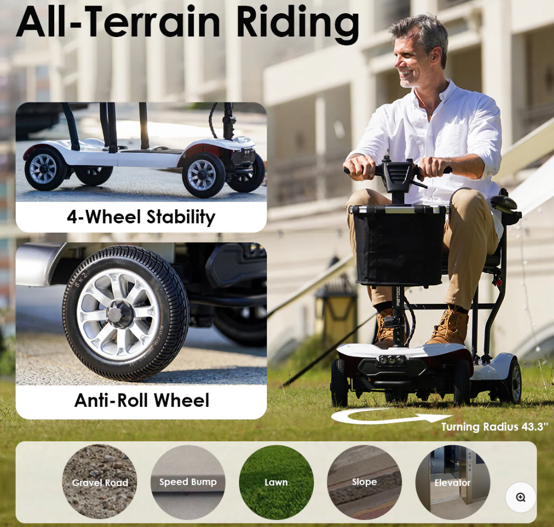 Paiseec D3 Lightweight Mobility Scooter – Ultra-Portable with Dual Battery Power