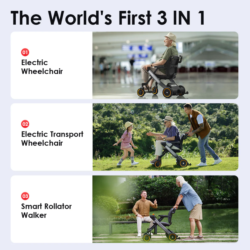 Paiseec W3 3-in-1 Electric Wheelchair – Lightweight, Foldable & Ultra Versatile