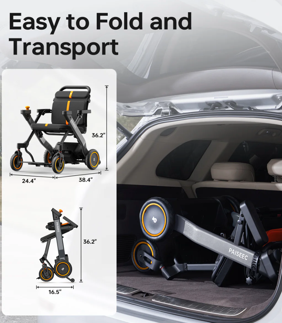 Paiseec W1 2-in-1 Electric Wheelchair – Lightweight, Foldable &Travel-Ready