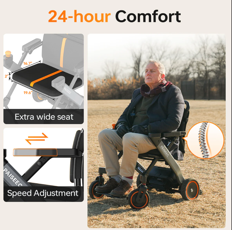 Paiseec W1 2-in-1 Electric Wheelchair – Lightweight, Foldable &Travel-Ready