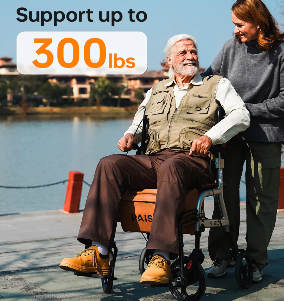 Paiseec R1 2-in-1 Rollator Walker – Lightweight, Foldable & Versatile Support