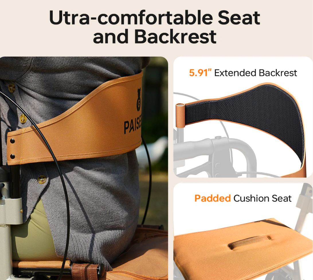 Paiseec R1 2-in-1 Rollator Walker – Lightweight, Foldable & Versatile Support