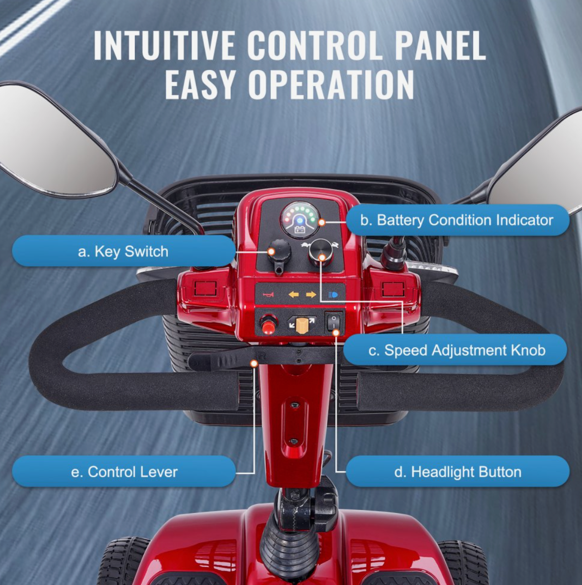VEVOR Heavy-Duty 4-Wheel Folding Mobility Scooter – Long Range, All-Terrain, 265 lbs Capacity