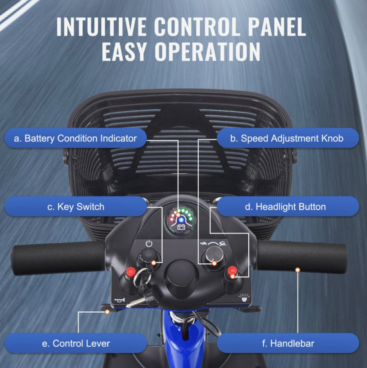 VEVOR 3-Wheel Folding Mobility Scooter for Seniors – 12 Mile Range, 265 lbs Capacity, Lightweight & Travel-Ready