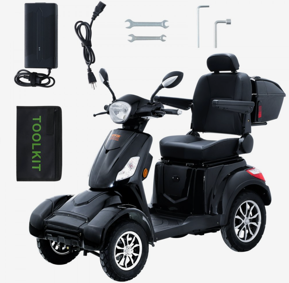 VEVOR Heavy-Duty 4-Wheel Mobility Scooter – 800W Motor, 31-Mile Range, 500 lbs Capacity, All-Terrain Design
