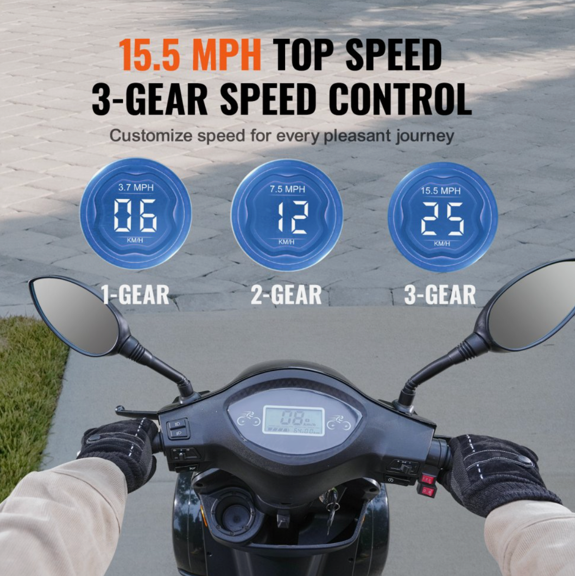 VEVOR Heavy-Duty 4-Wheel Mobility Scooter – 800W Motor, 31-Mile Range, 500 lbs Capacity, All-Terrain Design