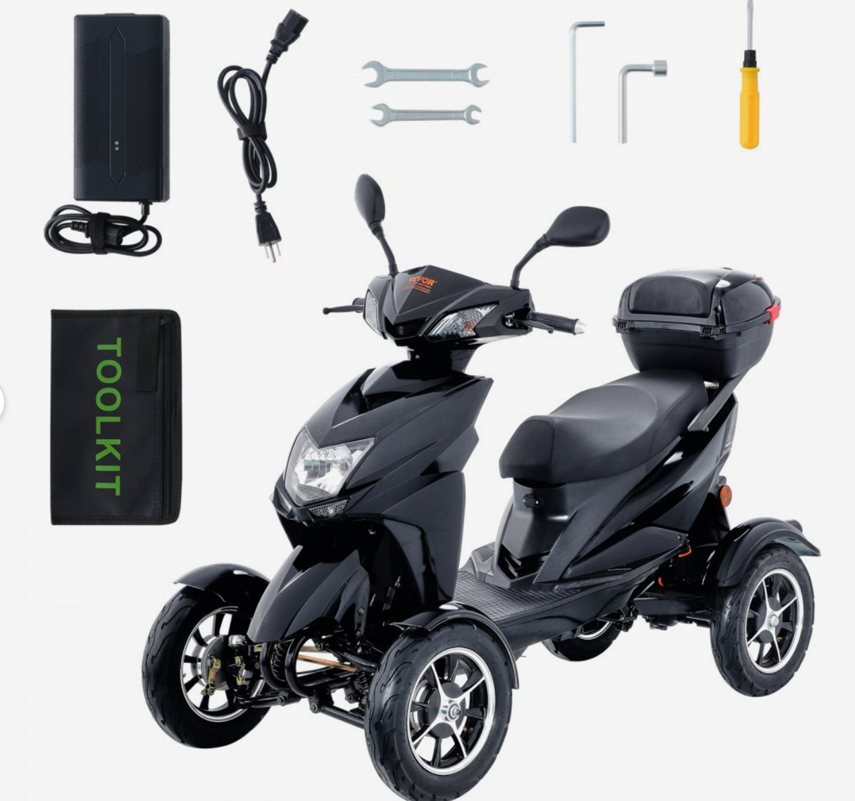 VEVOR Heavy-Duty 4-Wheel Mobility Scooter – 500W Motor, 40-Mile Range, 450 lbs Capacity, All-Terrain Design
