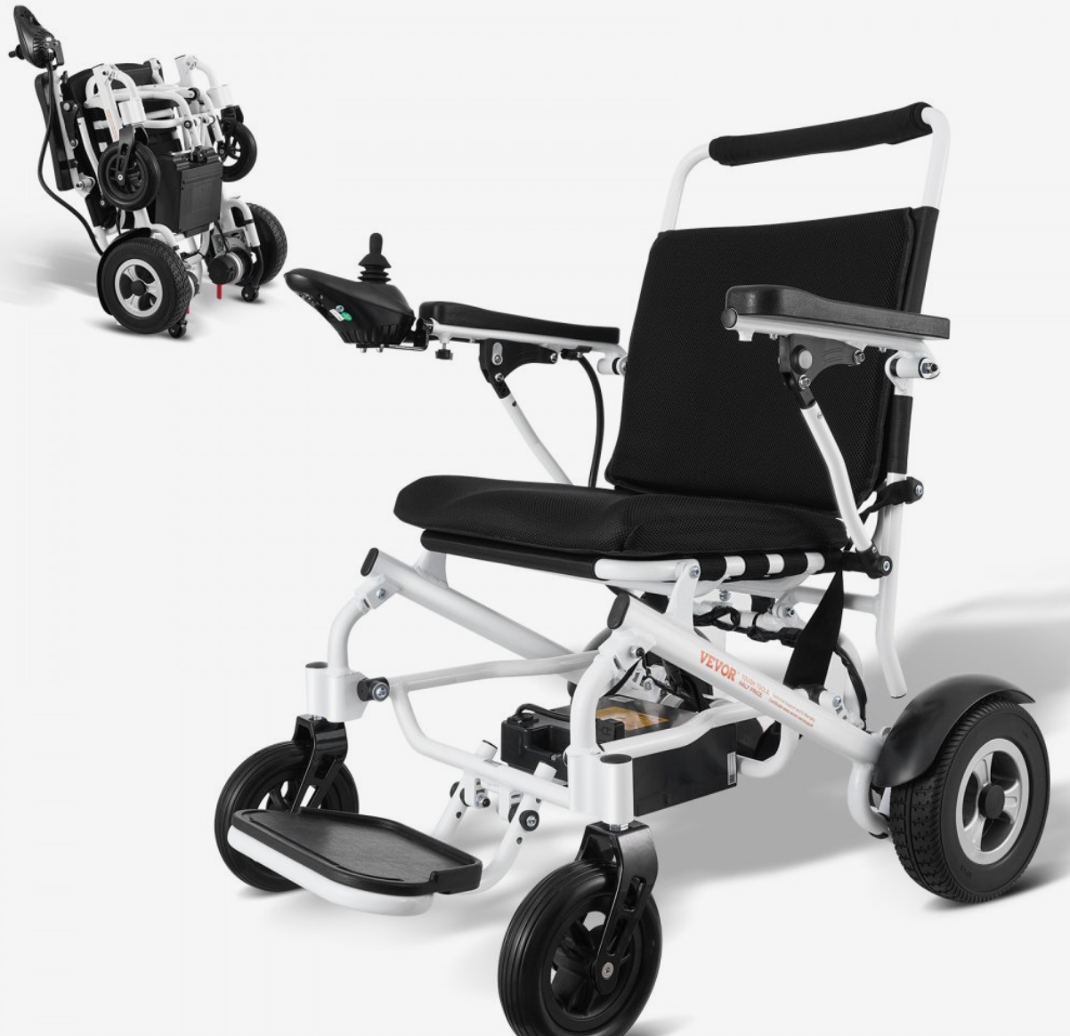 VEVOR Foldable Electric Wheelchair – Lightweight Aluminum Frame, 12.5 Mile Range, 300 lbs Capacity, All-Terrain Tires