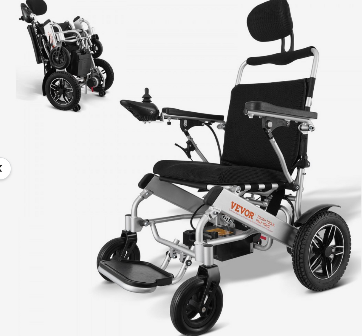 VEVOR Foldable Electric Wheelchair – Lightweight Aluminum Frame, 300 lbs Capacity, 12.5 Mile Range, Adjustable Backrest, All-Terrain Tires