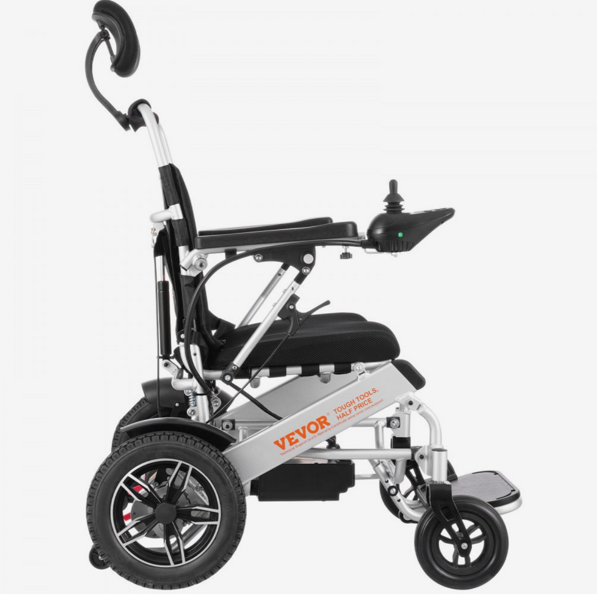 VEVOR Foldable Electric Wheelchair – Lightweight Aluminum Frame, 300 lbs Capacity, 12.5 Mile Range, Adjustable Backrest, All-Terrain Tires