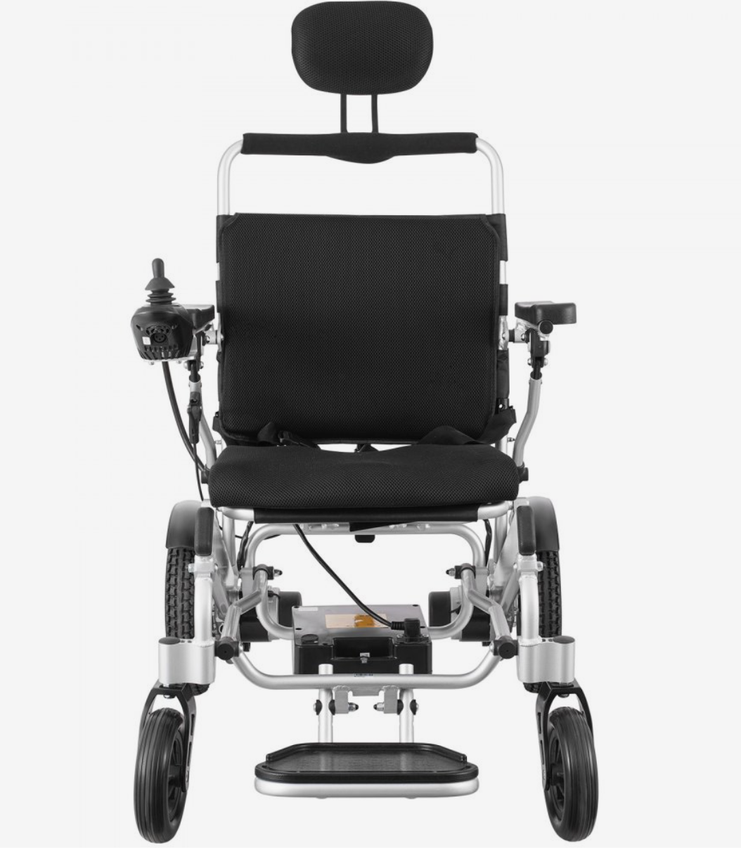 VEVOR Foldable Electric Wheelchair – Lightweight Aluminum Frame, 300 lbs Capacity, 12.5 Mile Range, Adjustable Backrest, All-Terrain Tires