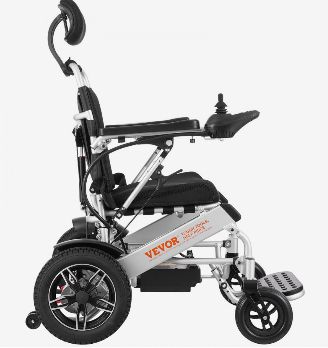 VEVOR Foldable Electric Wheelchair – Lightweight Aluminum Frame, 17.7” Seat Width, 300 lbs Capacity, 12.5 Mile Range, Adjustable Backrest, All-Terrain Solid Tires