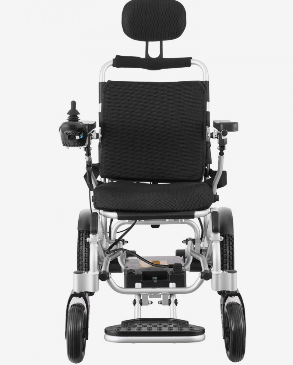 VEVOR Foldable Electric Wheelchair – Lightweight Aluminum Frame, 17.7” Seat Width, 300 lbs Capacity, 12.5 Mile Range, Adjustable Backrest, All-Terrain Solid Tires