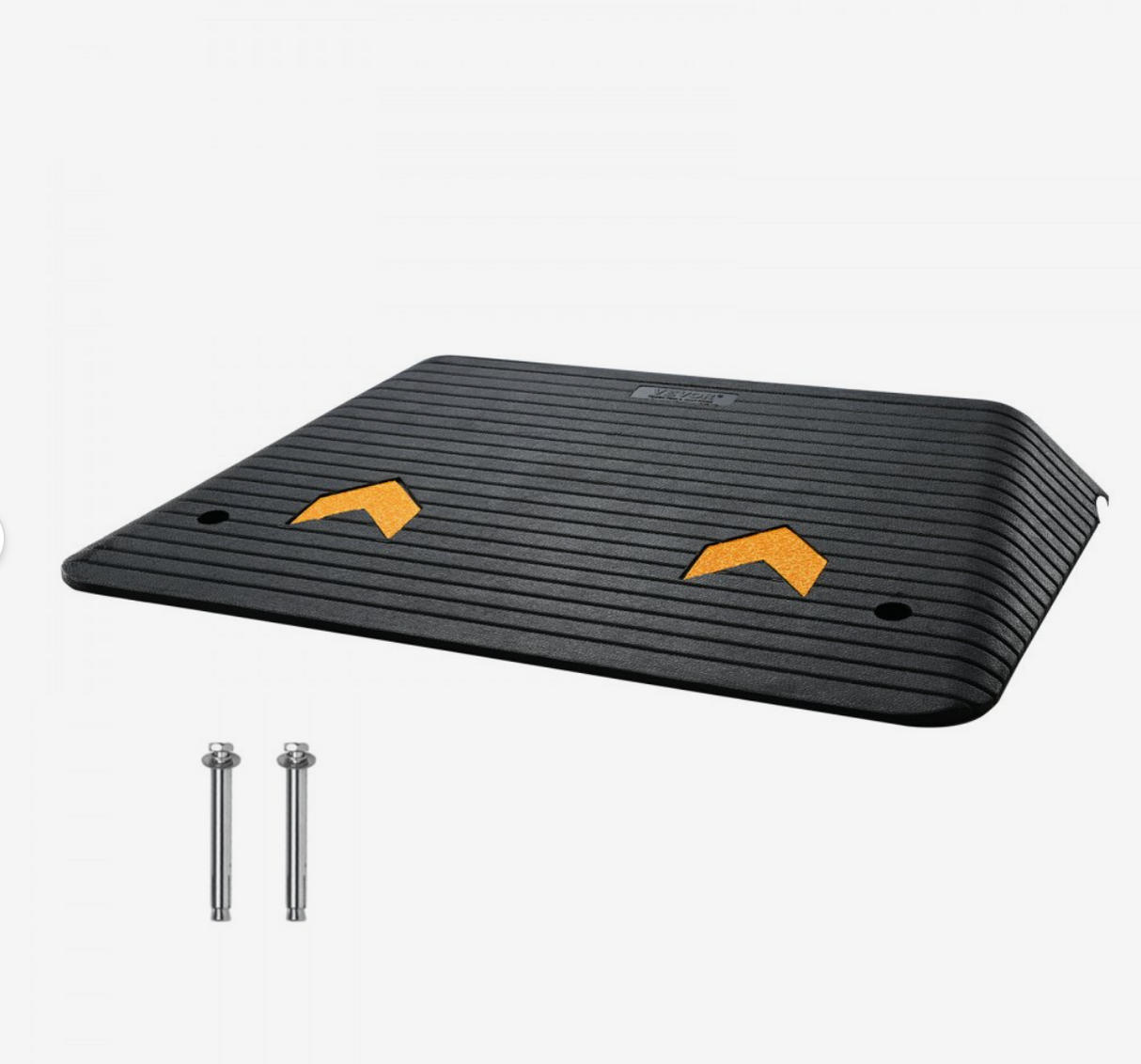 VEVOR Rubber Threshold Ramp – 4" Rise, 35.5" x 24.4", 33,069 lbs Load Capacity, Non-Slip Surface with Cable Channel