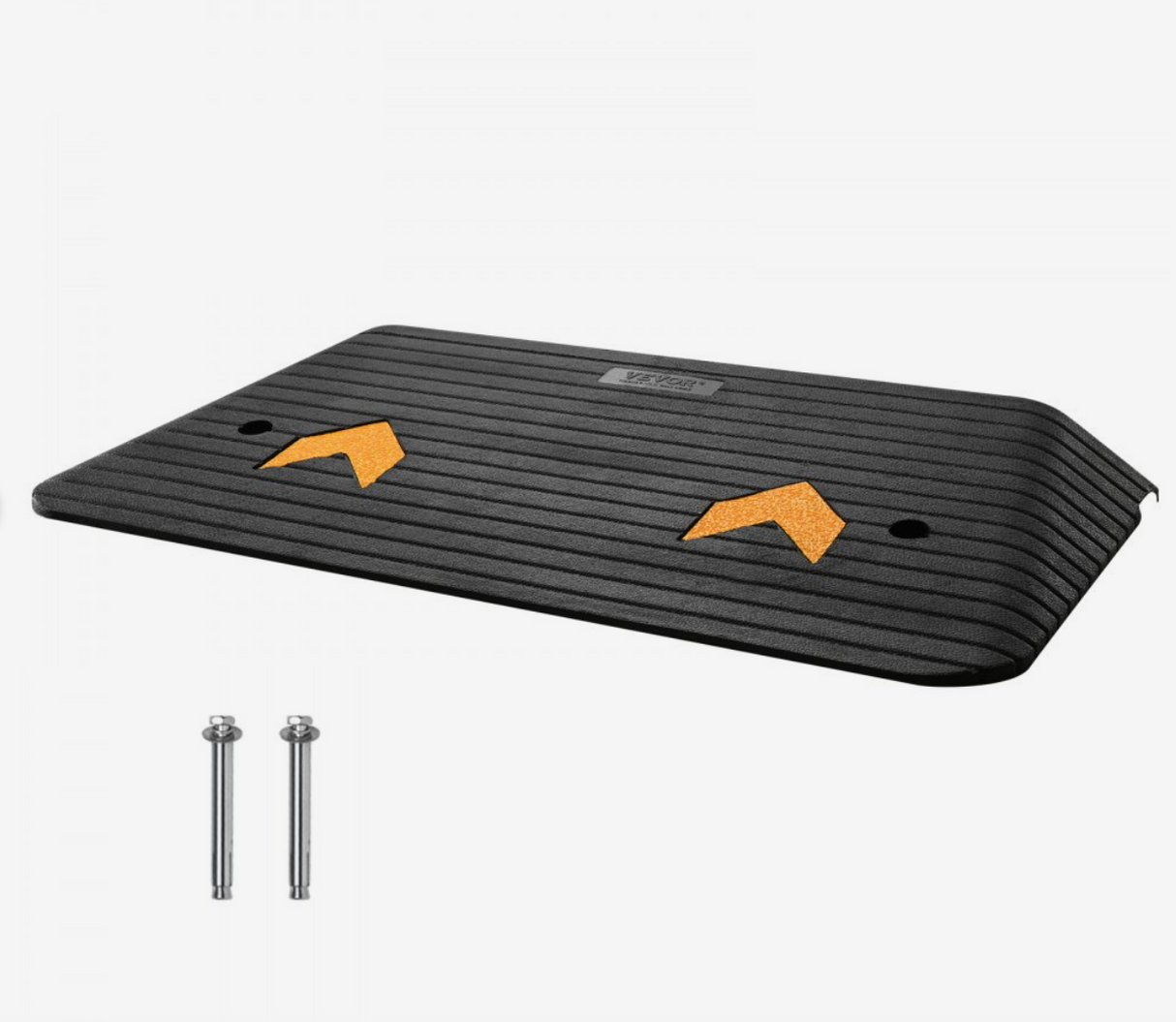 VEVOR Rubber Threshold Ramp – 3" Rise, 35.5" x 18", 33,069 lbs Capacity, Non-Slip Surface, Built-in Cable Channel