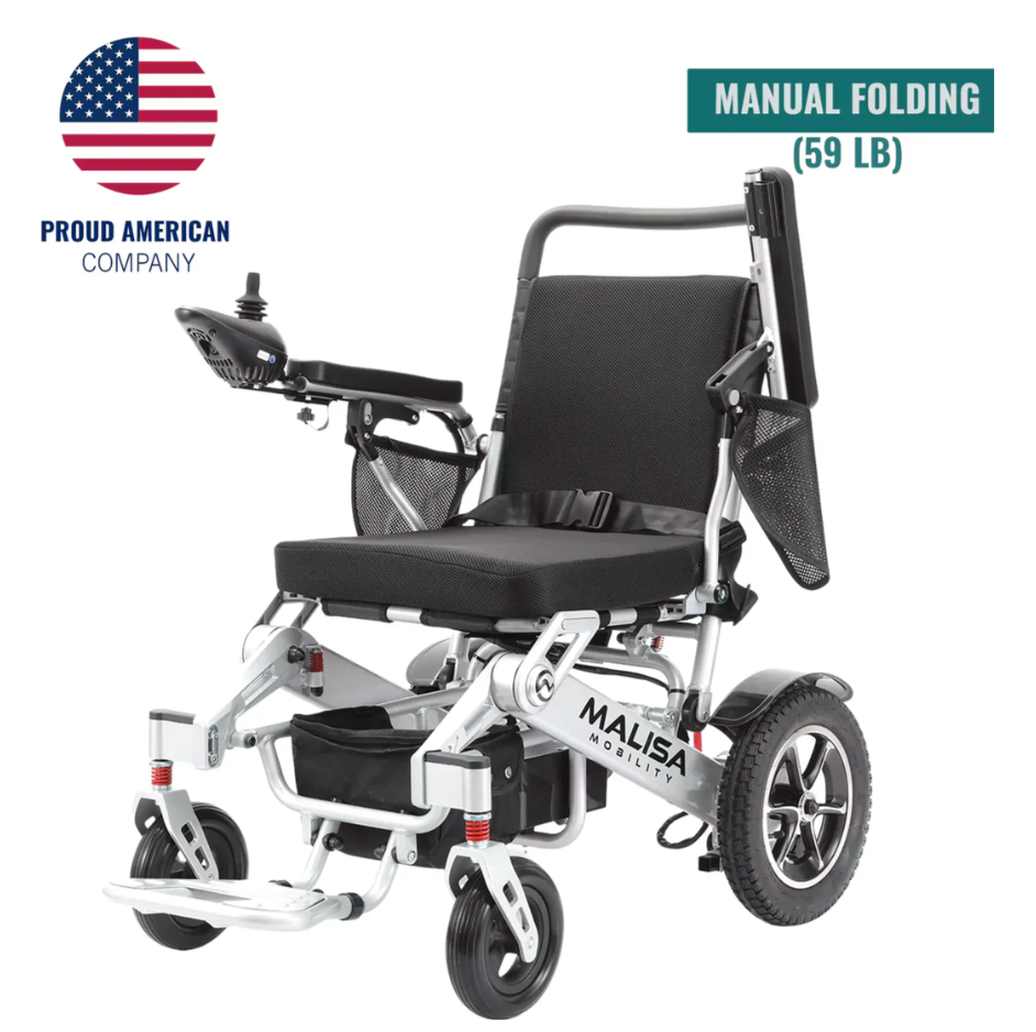 Malisa Mobility MLS-10MF Electric Wheelchair Manual Fold with Standard Seat