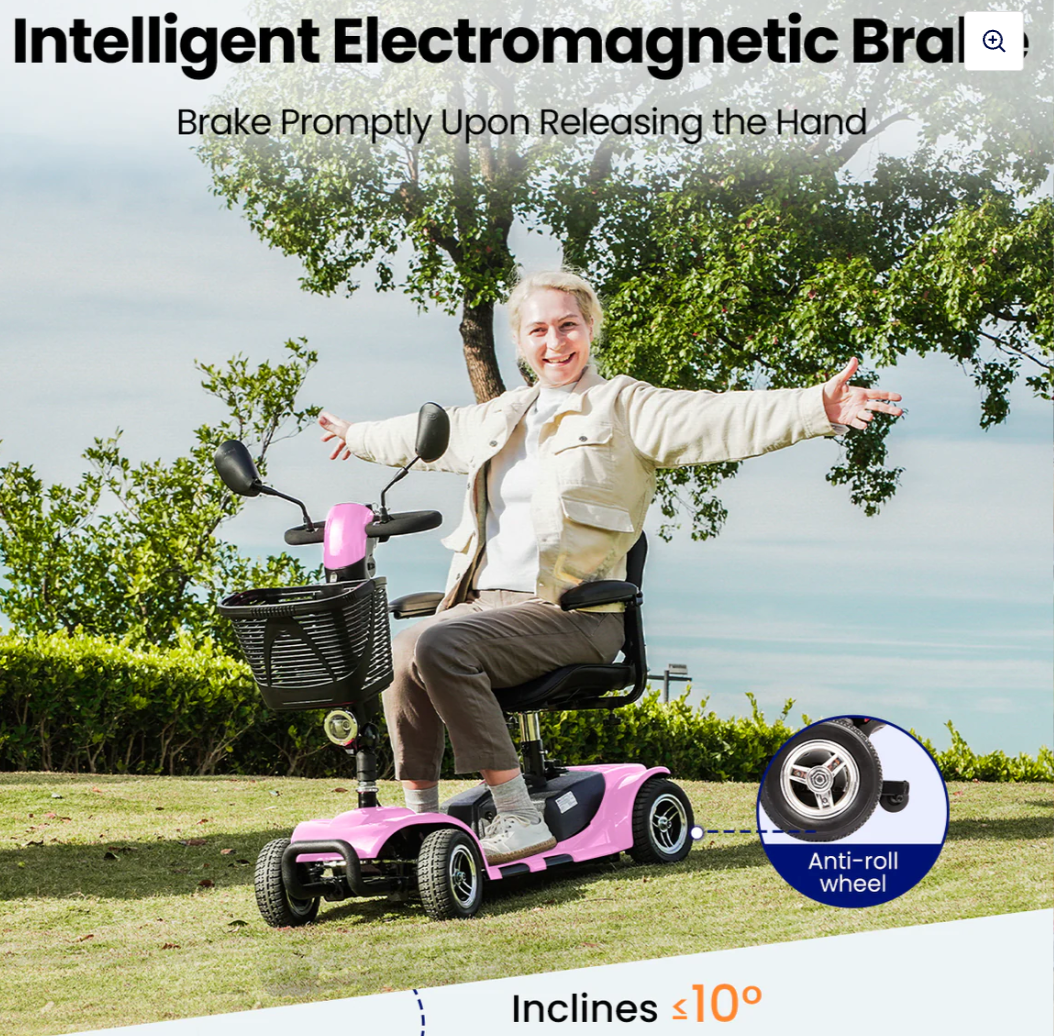 VOCIC D41 Lightweight 4-Wheel Electric Scooter - Swivel Seat, 265 lb Capacity