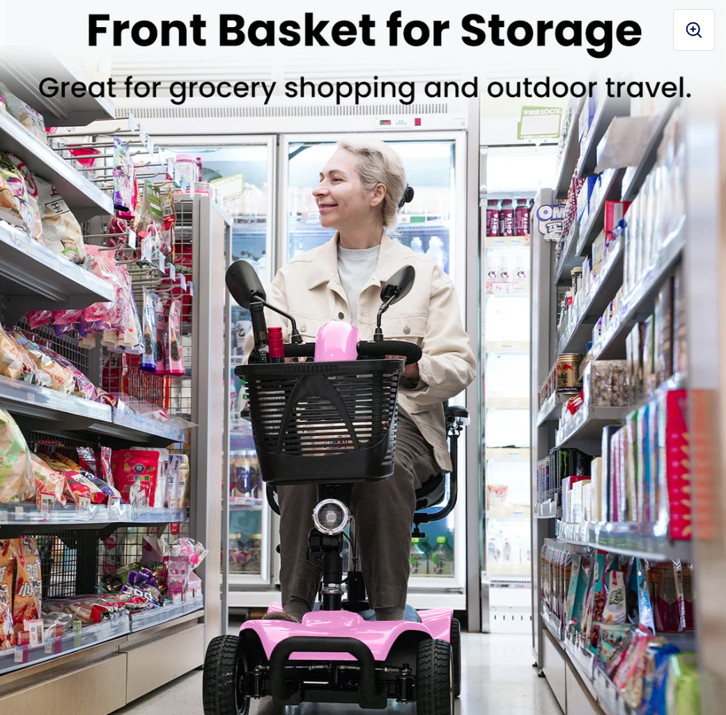 VOCIC D41 Lightweight 4-Wheel Electric Scooter - Swivel Seat, 265 lb Capacity