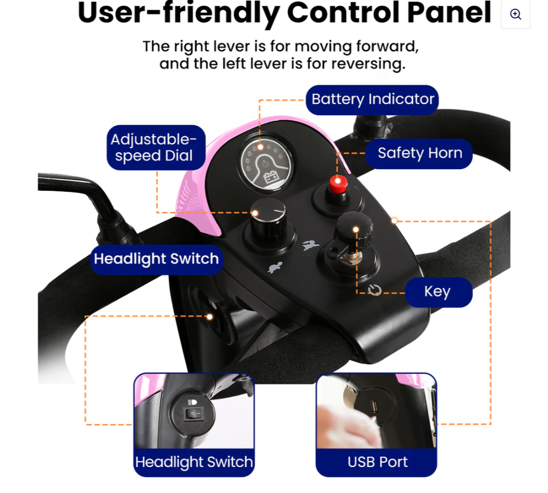 VOCIC D41 Lightweight 4-Wheel Electric Scooter - Swivel Seat, 265 lb Capacity