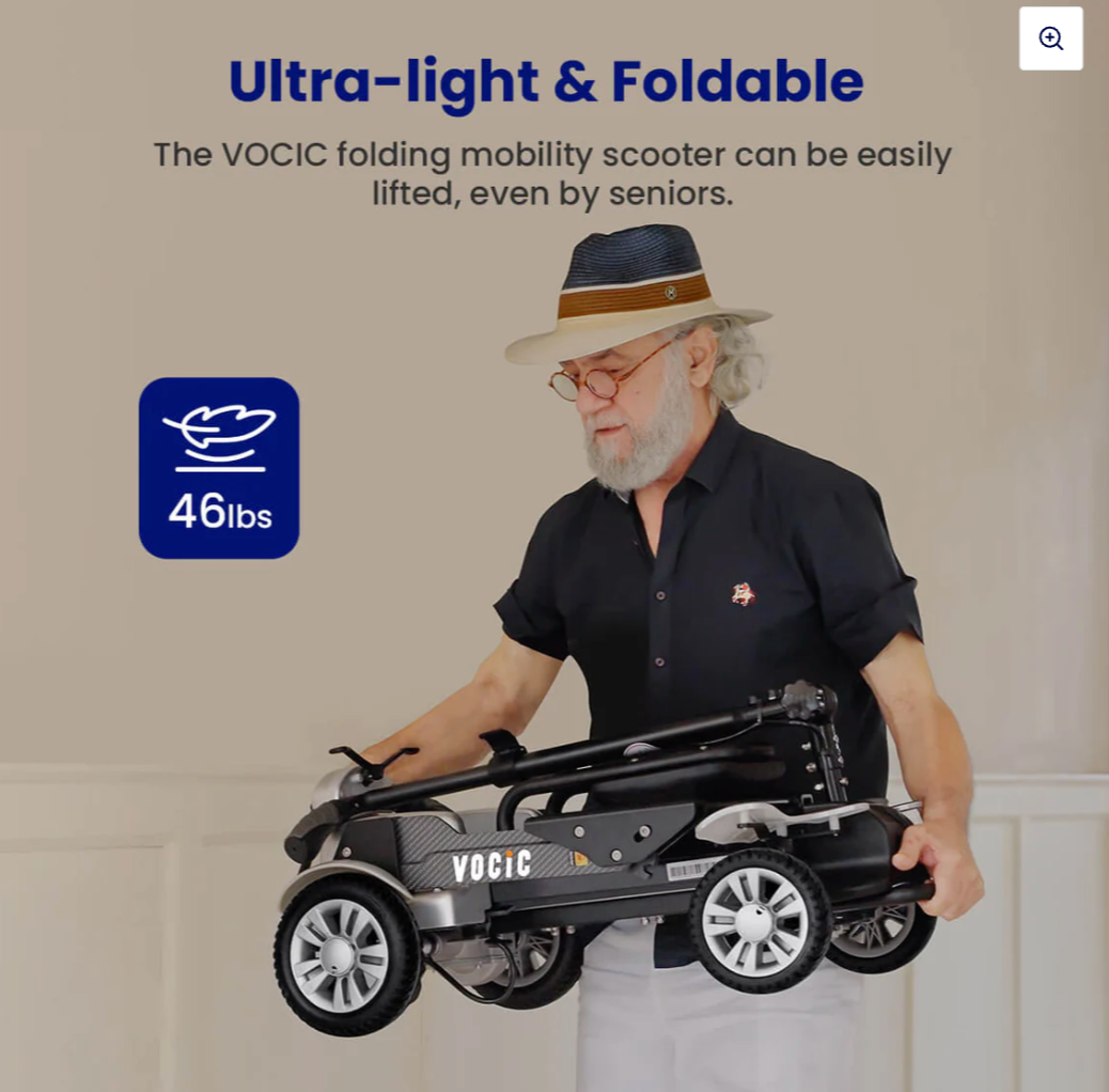 VOCIC D71 Carbon Fiber Folding Scooter - 330 lb Capacity, Adjustable Frame