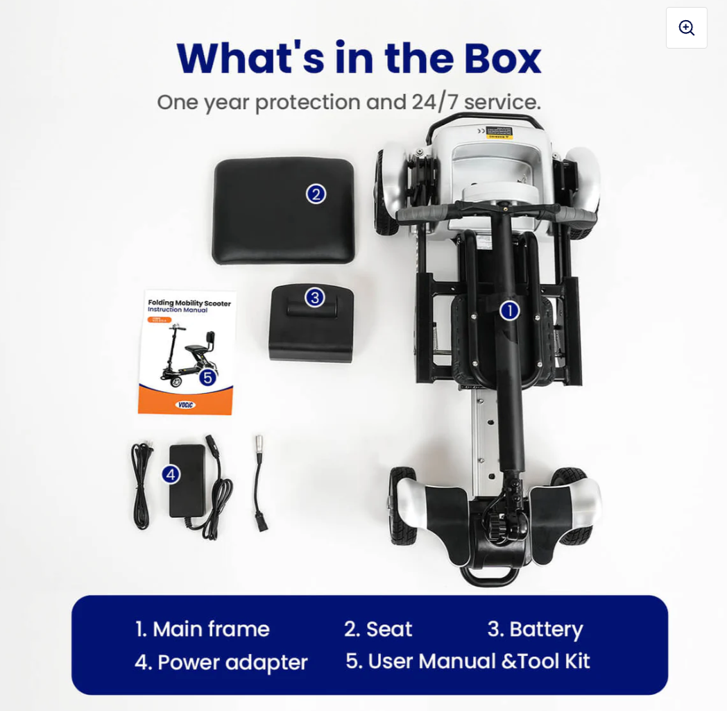 VOCIC D71 Carbon Fiber Folding Scooter - 330 lb Capacity, Adjustable Frame