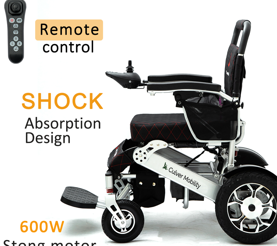 WOLF Folding Electric Wheelchair - 330 lb Capacity, 500W Motor, 13 Mile Range