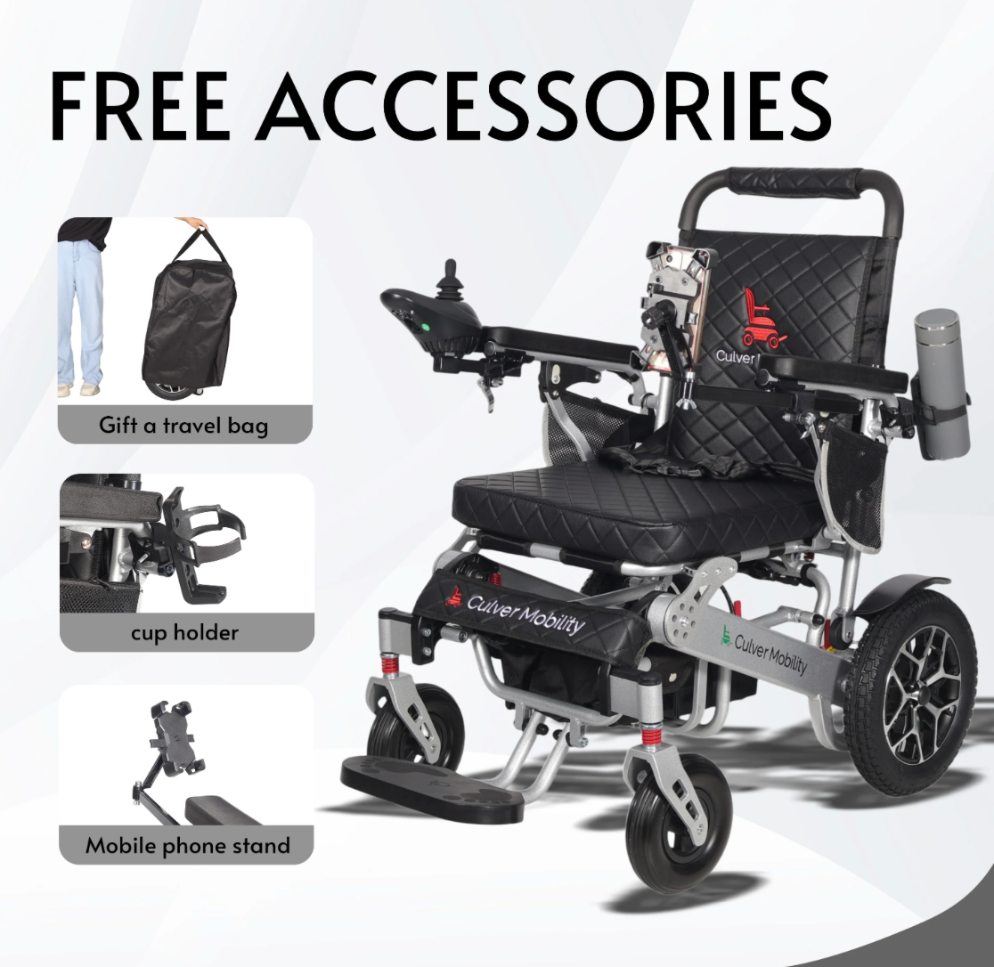WOLF Folding Electric Wheelchair - 330 lb Capacity, 500W Motor, 13 Mile Range