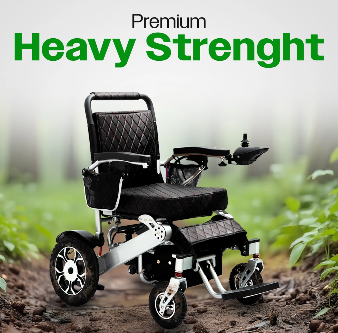 WOLF Folding Electric Wheelchair - 330 lb Capacity, 500W Motor, 13 Mile Range