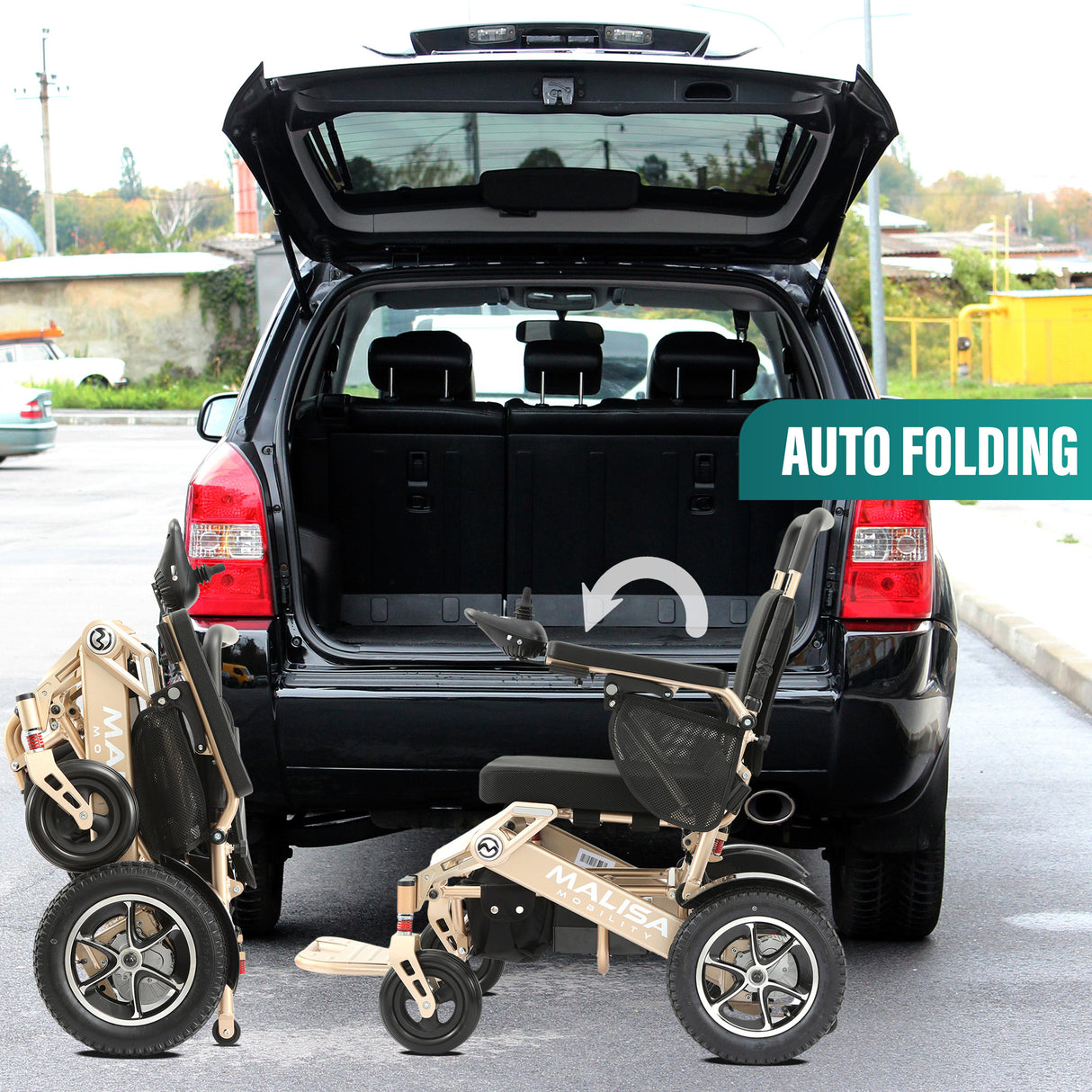 Malisa Mobility MLS-10MF Electric Wheelchair Manual Fold with Standard Seat