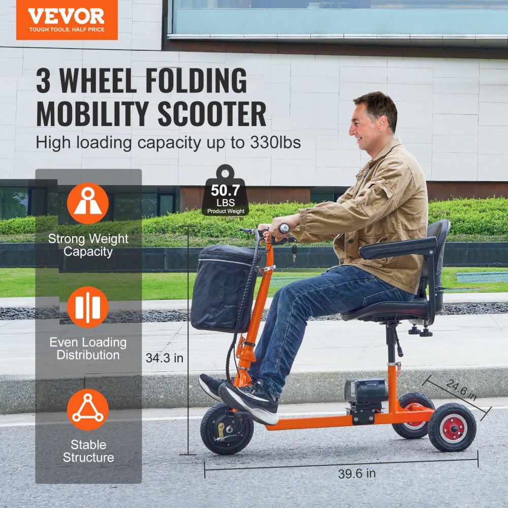 VEVOR Foldable 3-Wheel Electric Mobility Scooter – Empowering Freedom with Every Ride