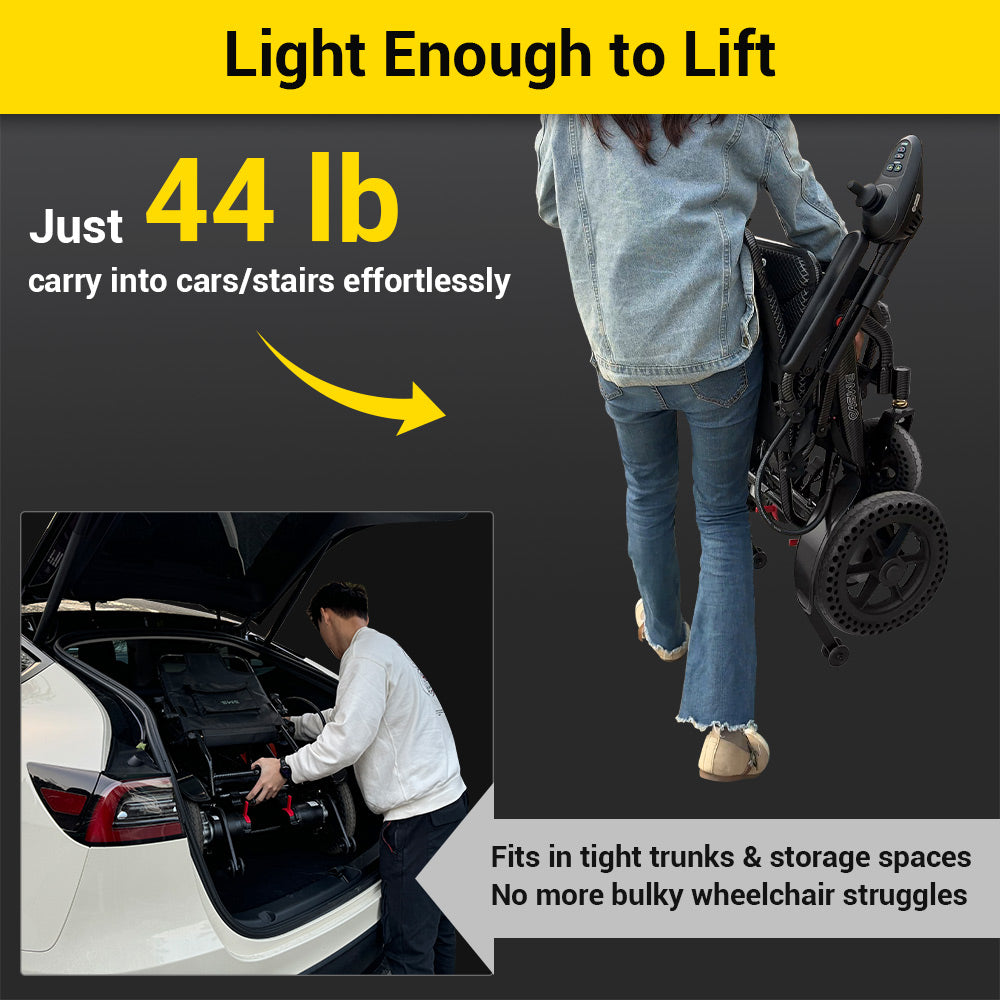 EASWE B20 Foldable Electric Wheelchair - 500W Dual Motor, 30 Mile Range